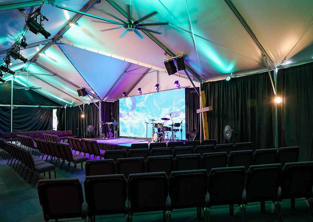 custom monoslope tent for CenterPointe Church